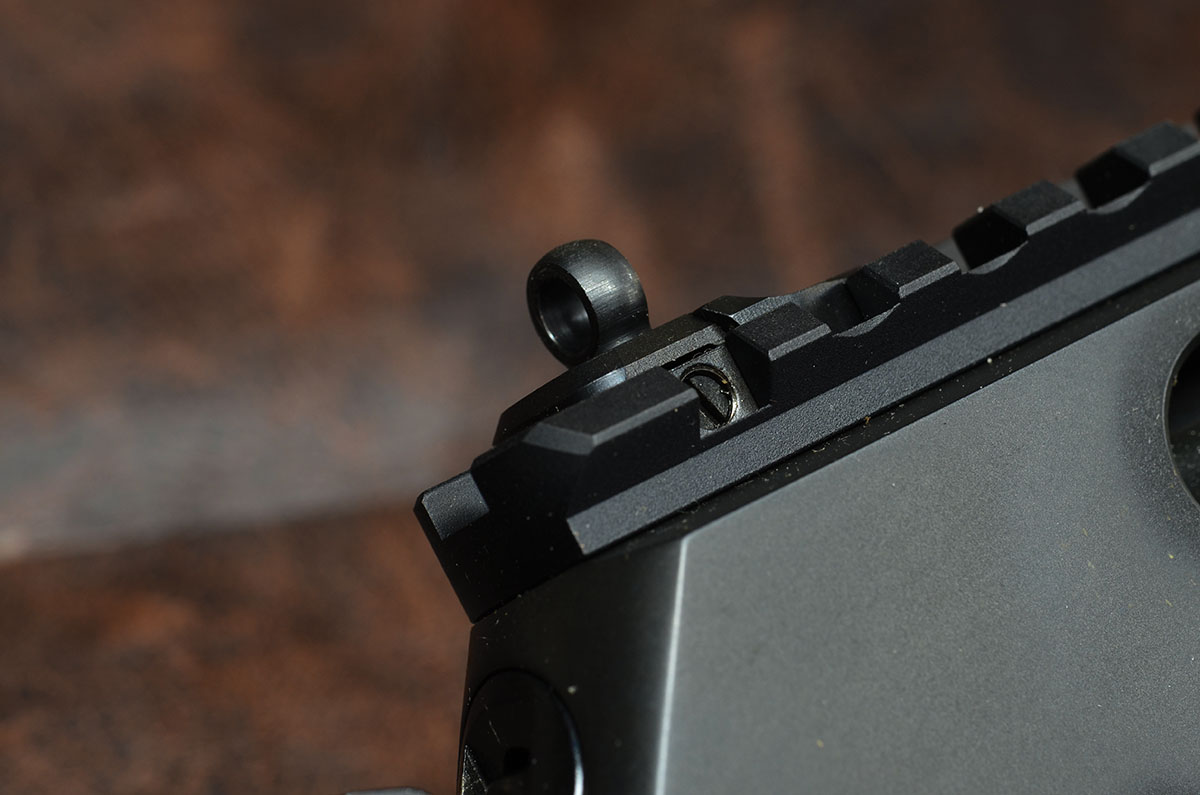 The rifle is fitted with a 10.5-inch Picatinny rail, allowing the mounting of scopes, red-dot sights and the like. It is also fitted with an aperture sight that works extremely well and is easy to adjust – up, down or sideways.